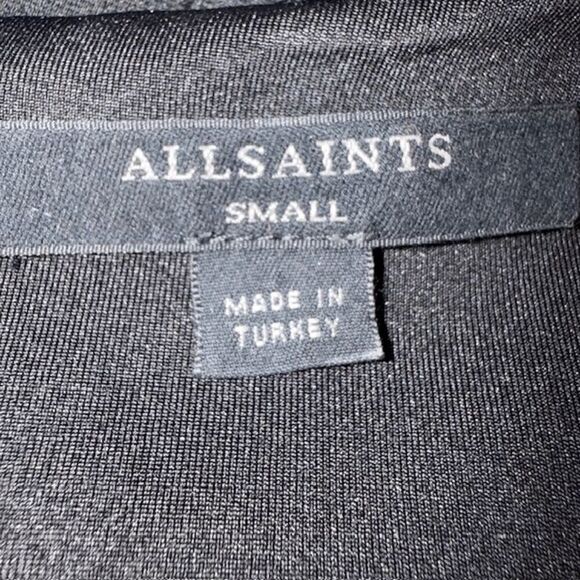 All Saints Sandy Dress Black Mini A-Line Two Tone Jersey and Satin Size Small - Picture 7 of 11